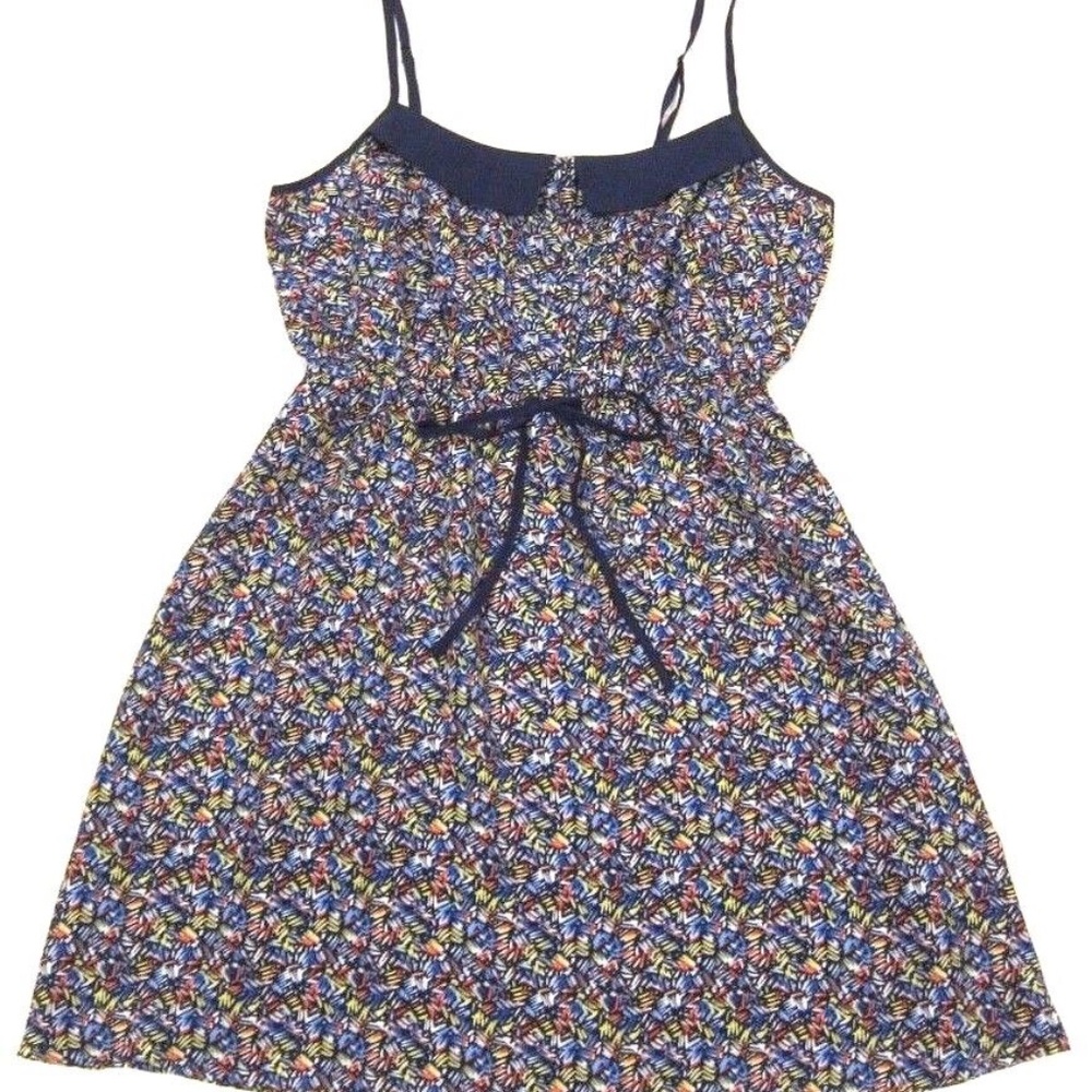 FOREVER 21 Multicolor Sun Casual Dress Waist Tie Collar Detail sz M